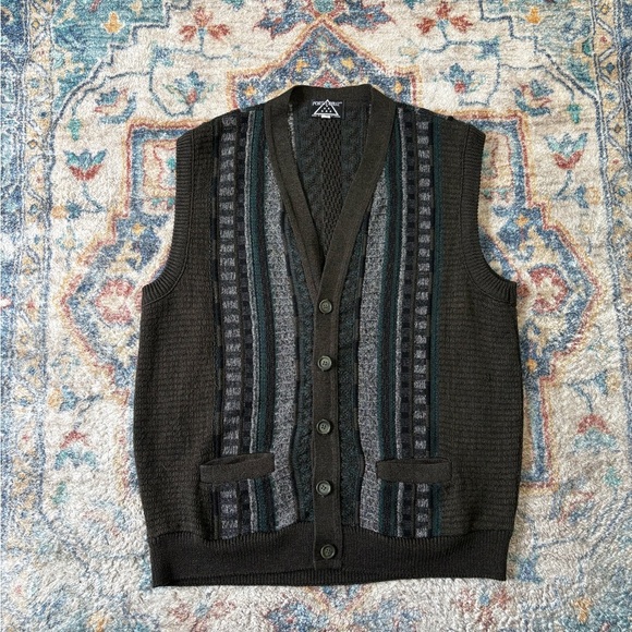 Vintage Porto Cruz Textured Sweater Vest Large - Picture 1 of 4